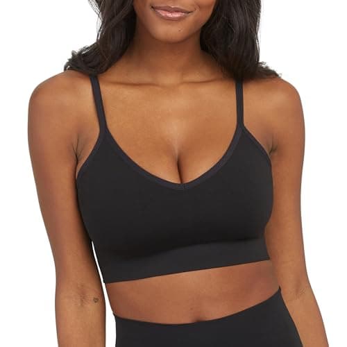 Image of Spanx SPANXsmooth EcoCare Seamless Shaping Longline Bralette - Comfortable Everyday Bralette - Women's Bra with No Underwire - Very Black - 1X