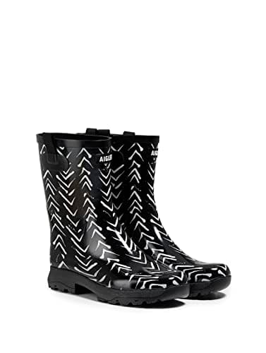 Image of Aigle Alya Print Women's Rain Boot, Chevron, 38 EU Large