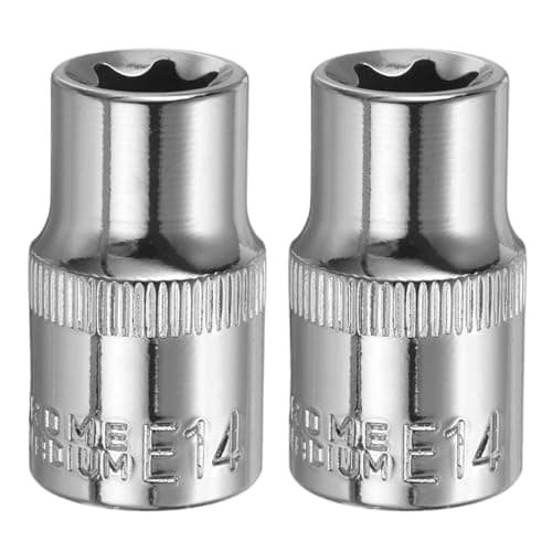 Image of sourcing map 2pcs E-Torx Socket 1/2" Drive E14 External Torx Deep Socket CR-V 6 Point Spline Socket Star Female Bit Socket for Auto Repairs Home Maintenance DIY Hand-Making 1.5" Length