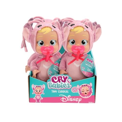 Image of Cry Babies Disney Angel Tiny Cuddles Plush Baby Doll Cries Real Tears Soft Cuddly Doll Inspired By Disney Lilo and Stitch Toy For Kids Age 3 Years and Up