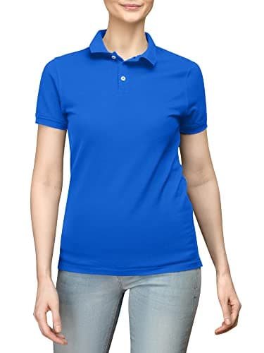 Image of Love My Fashions Women’s Polo Shirt – Knitted Collar and Cuffed Short Sleeves, Casual & Plain T-Shirt for Ladies Royal Blue