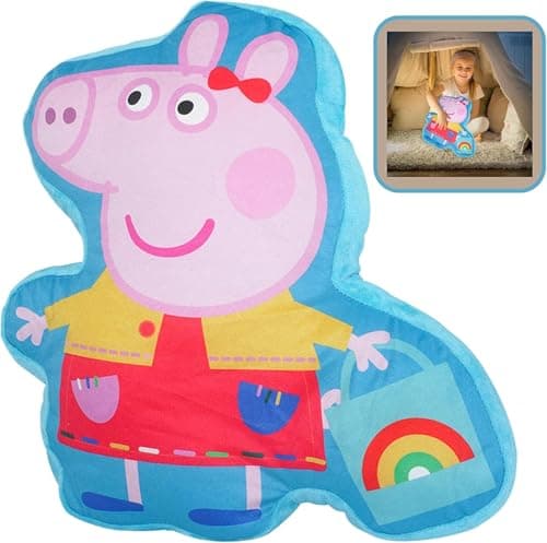 Image of SRV Hub Hooray Peppa Pig Plush Cushion Kids Pillow Soft Toy Cartoon Character Decorative Throw Cushion for Children Bedroom Sofa Travel Cute Kids Gift Comfortable Lightweight Pillow(35x30cm)