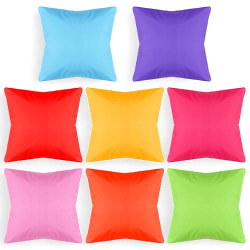 Image of JOUTYFOR 8Pcs 18 x 18 Inch Decorative Throw Pillow Covers Rainbow Mix Color Pillow Cases Colorful Square Cushion Covers with Hidden Zipper for Couch Sofa Bedroom Patio Balcony,Linen Material