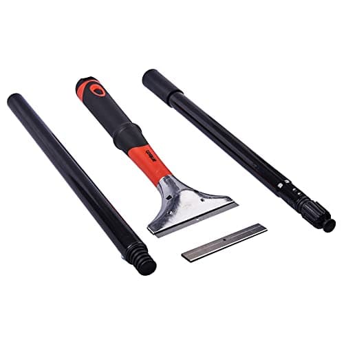 Image of Amtech - Heavy Duty Scraper Tool with Extendable Pole for Removing Old Wallpaper, Home DIY, Easy to Use, Durable and Long Lasting, Includes 6 Blades with Safe Storage