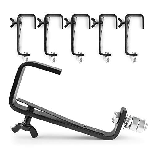 Image of 6x BeamZ BC50B-50 Black Lighting G-Clamps Kit - 50mm Premium Metal Screw Clamps for Truss & Light Fixtures, Stage & DJ Setup, 50kg Max Load Per Clamp