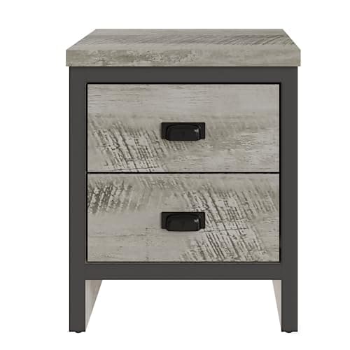 Image of GFW Boston Bedside Cabinet 2 Drawers Storage Shelf Side Cabinet End Table Grey