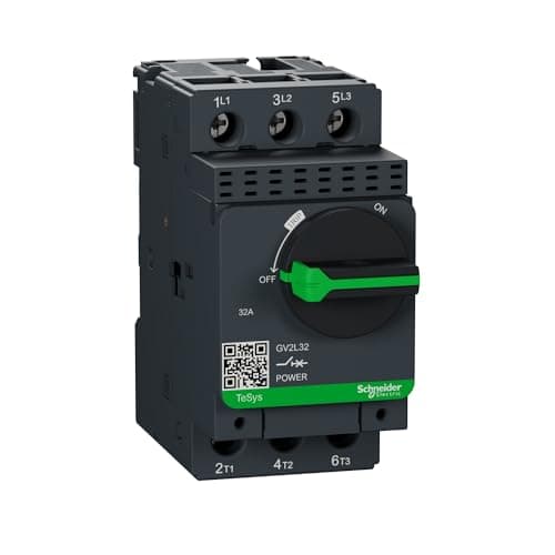 Image of Schneider Electric TeSys GV2 - Motor Circuit Breaker, 3 Pole, 32A, Magnetic, Rotary Handle, Screw Clamp Terminals, GV2L32