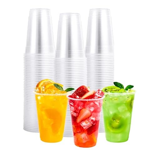 Image of 100X Clear Plastic Disposable Drink Cups for Water 7 Oz/180ml Perfect for Drinking Events Home, Parties Picnic and Everyday Use (Pack of 100)