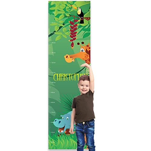 Image of Paper Themes Personalised Childrens Height Chart for Kids Nursery Wall, or Bedroom - Jungle