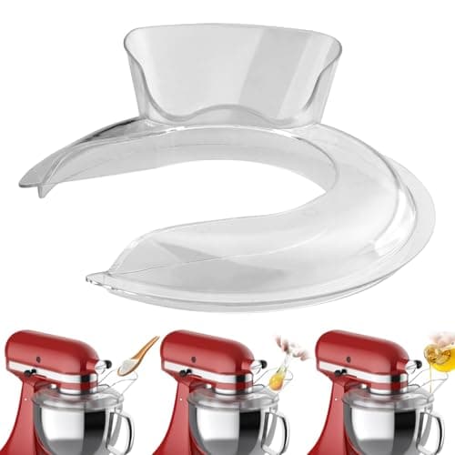 Image of HOMGEN Pouring Shield for KitchenAid 4.8l Pouring Shield Secure Fit Medium Mixer Bowls Dishwasher Safe Splashguard for 4.5 and 5 Quart Fit Stainless Steel, Glass and Ceramic Bowl with Cleaning Brush