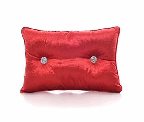 Image of Artistic Fashionista Limited Luxurious Quality ROUND, SQUARE OR BOUDOIR SHAPE FILLED BUTTONED CUSHIONS For Any Part Of Your Home (Red, Boudoir Cushion)