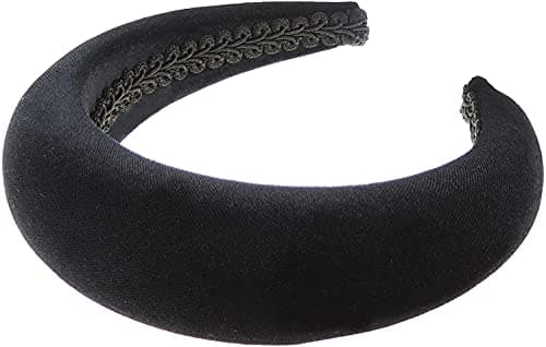 Image of Womens Occasion Wedding Bridal Party Birthday Christmas Evening Wide Thick High Bump Padded Matador Velvet Velour Hair Hairband Headband Alice Band (Black, One Size)