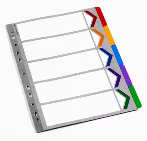 Image of Rexel Mylar 5 Part Divider White/Multicolour