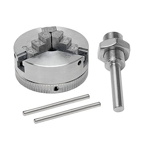 Image of Mini Lathe Chuck - Zinc Alloy Three Jaw Chuck, M12*1 with Hand Electric Drill Connecting Rod, Self-Centering Tool for Woodworking & Small Metal Machine Tools