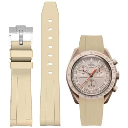 Image of Soft Rubber Strap for Omega x Swatch MoonSwatch Watch 20mm,Curved No Gap Moonswatch Swatch Speedmaster Replacement Watch Band for Men Women