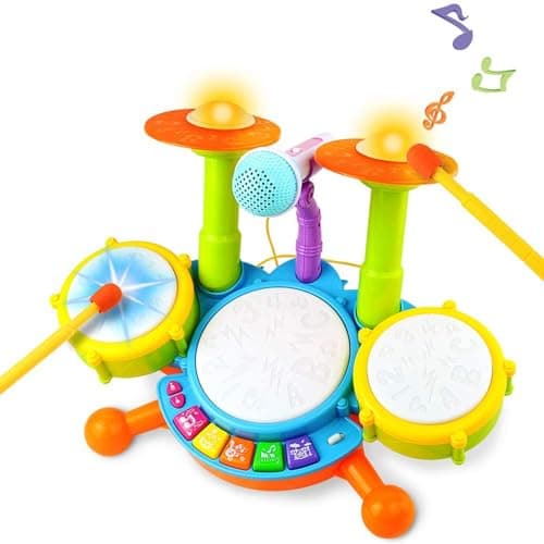 Image of Kids Drum Kit - Toy for 1 Year Old Boys Drum Set Baby Musical Instruments Gifts for Boys Girls Toddlers Nursery Rhymes Electronic for Children Kid Toddler Toys for 1 2 Year Old Girls