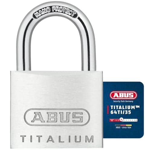 Image of ABUS Padlock Titalium 64TI/35 gl.-6355 - keyed Alike - Basement Lock with Lock Body Made of Special Aluminium - Hardened Steel Shackle - ABUS Security Level 4