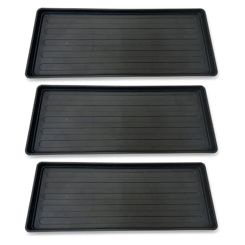 Image of EarlyGrow 3-Pack Grow Bag Tray 100cm x 40cm Garden Plant Watering Indoor, Outdoor, Greenhouse for Tomatoes, Fruits and Vegetables, and Boots, Litter or Oil Tray