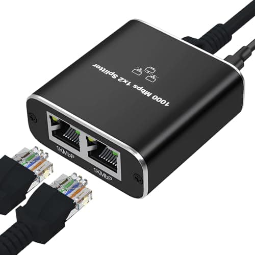 Image of 1000Mbps Cat6 Ethernet Splitter, 1 to 2 Gigabit Ethernet Network Switch High-Speed Network Switch RJ45 LAN Internet Splitter with USB-C Power Cable for PC/Laptop Xbox PS5 ADSL Digital TV Modem Router
