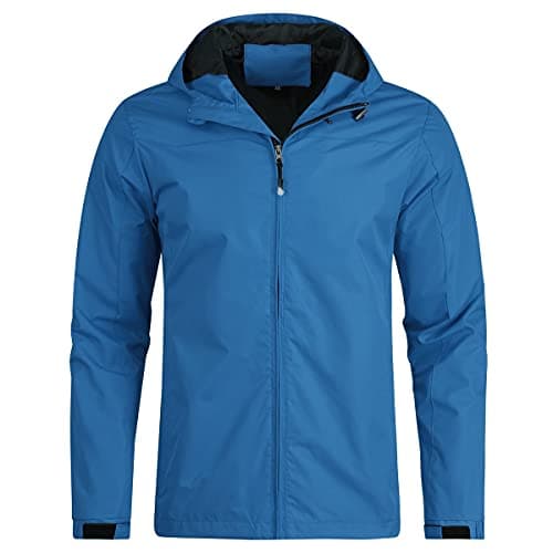 Image of YOUTHUP Men's Jacket Outdoor Waterproof Jackets with Hood Lightweight Windproof Sports Jacket Hiking Rain Coat, Sky Blue-01, L