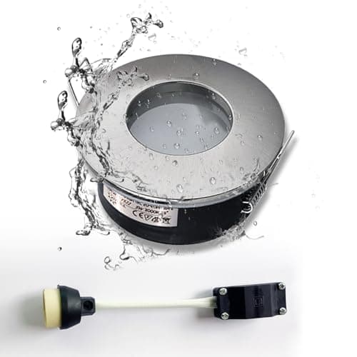 Image of Sweier Waterproof Downlight Satin Nickel GU10, IP65 LED Bathroom Spotlights, Bulb not Included, Round Recessed Downlights for Shower Ceiling, Cutout 68mm/2.68in, 1 Pack