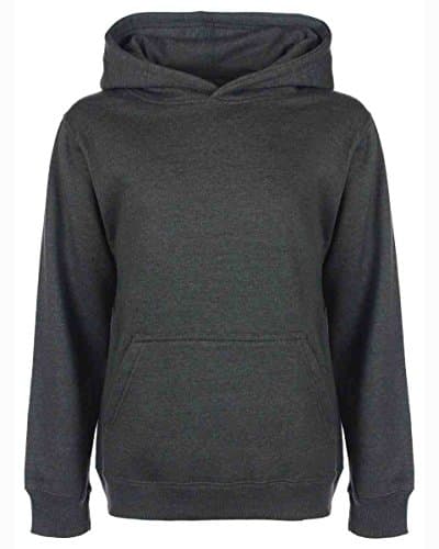 Image of Mischief Ages 1-15 Boys Girls Plain Fleece Hoodie Unisex Childrens Hooded Sweatshirt Pullover Hoody 30+ Colours Charcoal Grey