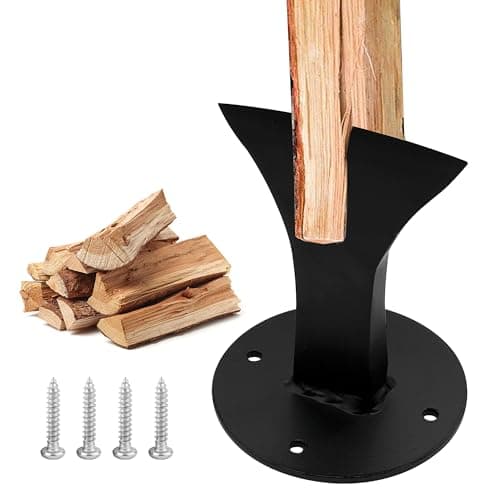 Image of Kindling Splitter Log Wedge,Manual Log Splitter Wedge,Wood Splitter Wedge,Steel Wood Wedge,Black,with 4 Holes and Install Screws