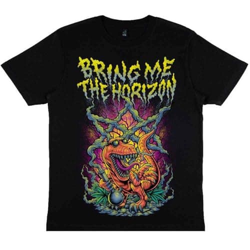 Image of Bring Me The Horizon Smoking Dinosaur Official Tee T-Shirt Mens Unisex (Large) Black