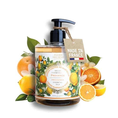 Image of Provence Citrus Hand Wash 500ml - Moisturising Liquid Hand Soap 97% Natural - French Savon de Marseille - Olive & Coconut Oil - Fresh Mediterranean Bathroom & Kitchen Soap - Panier des Sens