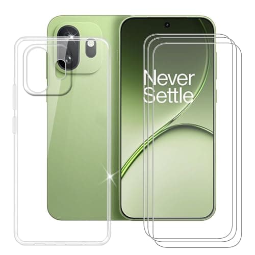 Image of BUNALFaa Case for OnePlus 15T (6.32") + (3 Pieces) Screen Protector 9H Hardness Film protection - Bumper Protective Cover transparent TPU Soft Silicone Shell - Clear