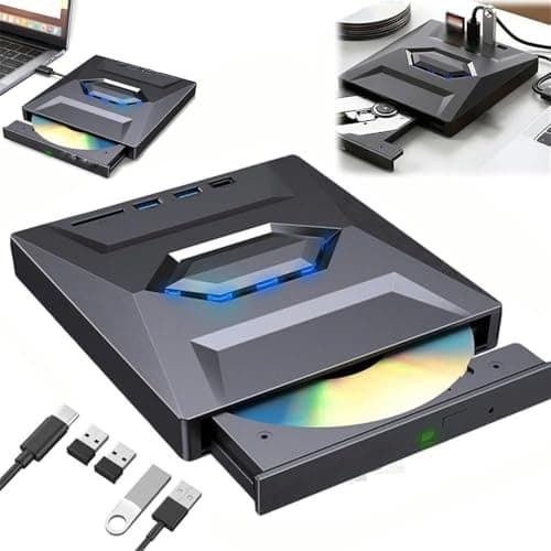 Image of Clisole 7-in-1 External Drive USB 3.0 & Type-C Portable BD/DVD/CD Burner Writer Reader with 3 USB Ports Hub & SD/TF Card Reader 6X Optical Drive for Laptop Desktop