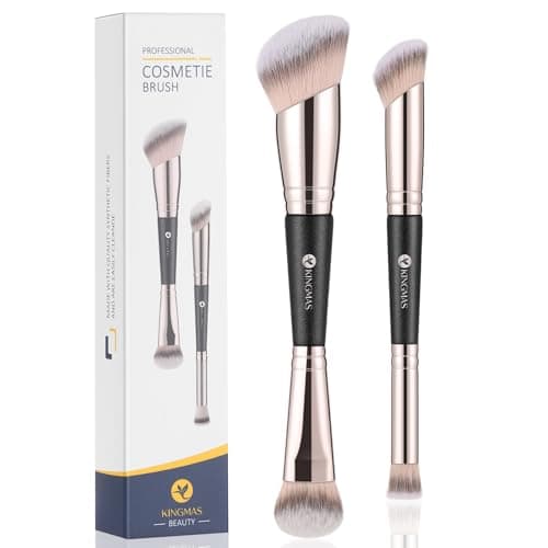 Image of KINGMAS Foundation Concealer Brushes, 2pcs Dual-Ended Makeup Brush for Foundation and Contour Blending Liquid Powder, Bronzer Concealer Cream Cosmetics Blush, Cruelty-Free Vegan