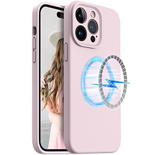 Image of OTOFLY Designed for iPhone 14 Pro Max Case, Magnetic Liquid Silicone Case, Upgraded Camera Protection, 6.7 inch (Chalk Pink)