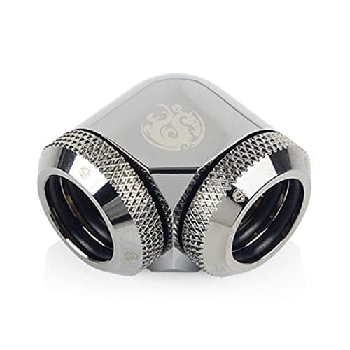 Image of Bitspower Dual Enhance Multi-Link Adapter Fitting for 14mm OD Rigid Tubing, 90 Degree Angle, Black Sparkle