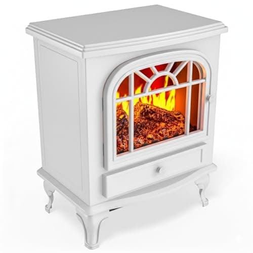 Image of Monzana® Electric Heater 2KW Freestanding Stove with LED Flame Effect, Portable Fan Heater for Home, Fireplace Style, 1000W/2000W Fire Place Adjustable Power, Efficient Heating Solution | White Black