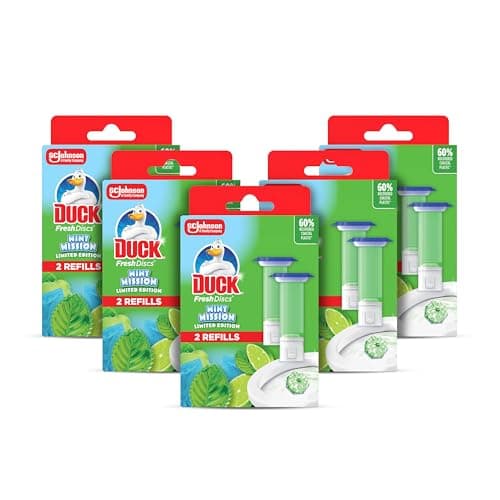 Image of Duck Fresh Discs Toilet Cleaner Refill Twin Pack, Fights Stains That Harbour Germs, Prevents Limescale Build Up, Mint Mission, Pack of 5 (Total of 10 Refill Tubes)