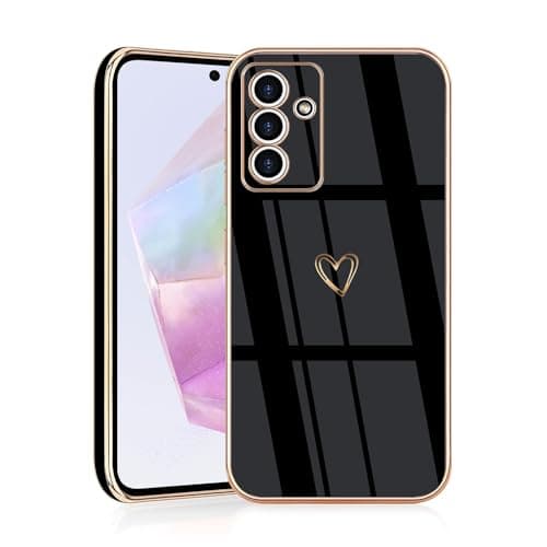 Image of JRIANY for Samsung Galaxy A35 5G Case, Protective Flexible Silicone Case with Cute Design Love Heart Pattern Shockproof Bumper Cover Compatible with Galaxy A35 - Black