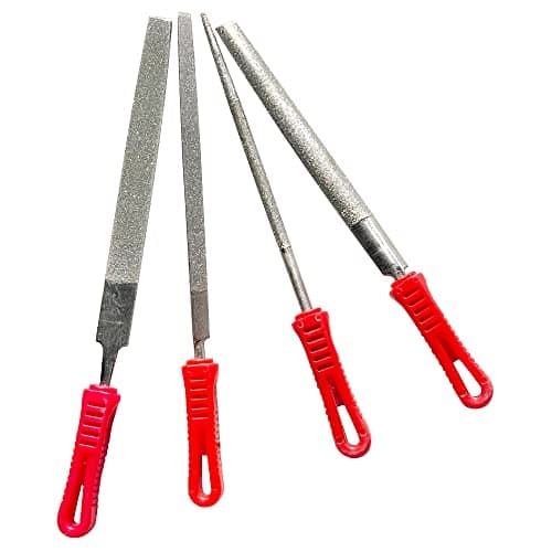 Image of SI FANG 4Pcs 200mm 8" Diamond Files Set, Needle File Set Includes Half Round/Flat/Round/Triangle Assorted Metal File Set Rasps Tools, Suitable for Metalwork Wood Jewellery Ceramic Tiles Glass Stone