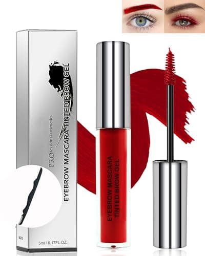 Image of Eyebrow Mascara Gel, Eye Brow Glue, Long-lasting Waterproof Quick Drying Red Tinted Brow Gel Colored Mascara, Tinted Eyebrow Filler, Volumizing Enhance Brow Mascara for Women-09 Red