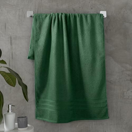 Image of Catherine Lansfield Zero Twist Cotton 90x140cm Bath Sheet Dark Green