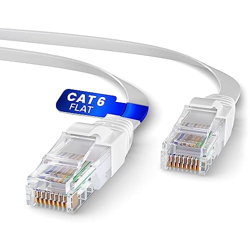 Image of Mr. Tronic Flat Cat 6 Ethernet Cable 10m, High-Speed LAN Ethernet Network Cable with RJ45 Connectors, 10m Cat6 Internet 1 Gbps, ADSL AWG24 Patch, UTP CCA (10 Meters, White)