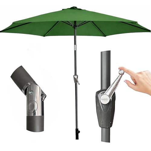 Image of GardenCo 2m Outdoor Parasol - Crank Up & Tilt Garden Parasol Umbrella - UV Rated 50-38mm Pole (2m, Green)