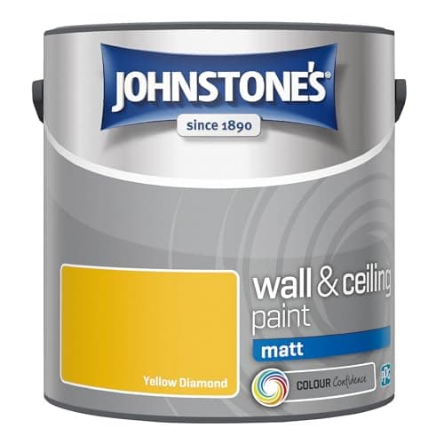Image of Johnstone's - Wall & Ceiling Paint - Yellow Diamond - Matt Finish - Emulsion Paint - Fantastic Coverage - Easy to Apply - Dry in 1-2 Hours - 12m2 Coverage per Litre - 2.5L