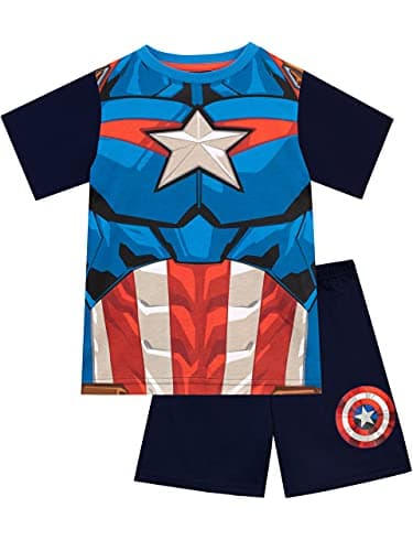 Image of Marvel Boys Short Pyjamas Captain America Blue 7-8 Years
