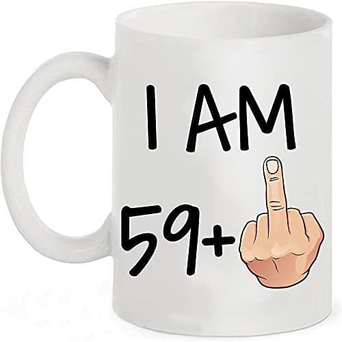 Image of Funny 60th Birthday Gift idea, 11 oz Coffee Mug for Men and Women Turning 60 Years Old as a Joke Birthday Celebration Cup, Dishwasher and Microwave friendly. Best Gift for Mum, dad, Teacher or anyone