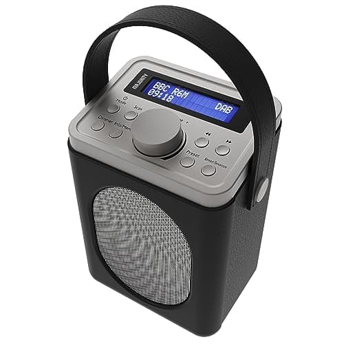 Image of Portable DAB+ Radio with Bluetooth | 15 Hour Battery Playback and Mains Powered | Dual Alarm & Snooze Function | 20+ Presets, LED Display, FM, Headphone Jack | MAJORITY Little Shelford (Black + Grey)