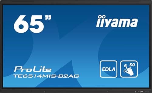Image of iiyama Prolite TE6514MIS-B2AG 164cm 65" VA LED Large Display 4K UHD 50 Touch Points PureTouch-IR+ HDMI DP USB-C USB3.0/2.0 RS-232c RJ45 HDMI Out 7H OPS Slot WiFi Android OS Anti-Glare 24/7