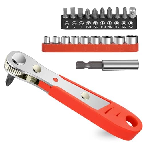 Image of OSDUE Mini Ratchet Wrench, 21 in 1 Ratchet Screwdriver Set 1/4" Drive High Torque Right Angle Screwdriver Offset Reversible Screwdrives for Tight Spaces with Phillips Flat Torx Hex Adapter for Socket