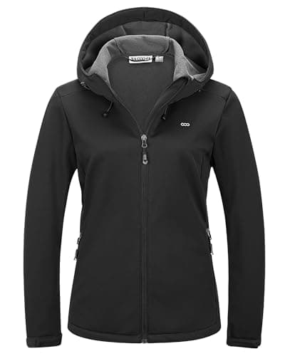 Image of 33,000ft Women's Softshell Jacket Ladies Waterproof Jacket Fleece Lined Warm Jacket Hooded Outdoor Windproof Sports Jacket Lightweight Functional Jacket Cycling Jacket Black 12