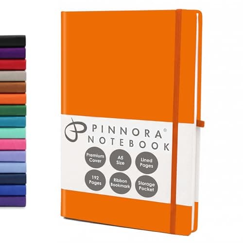 Image of Pinnora Tangerine Orange A5 Notebook – Lined Everyday Journal Notebook & Monthly Planner 192 Pages, Notebooks for School, Office & Travel, Durable Cover, Smooth Paper, Ideal A5 Lined Notebooks